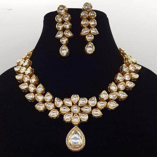 Ishhaara Flower Kundan Ad Drop Necklace Set