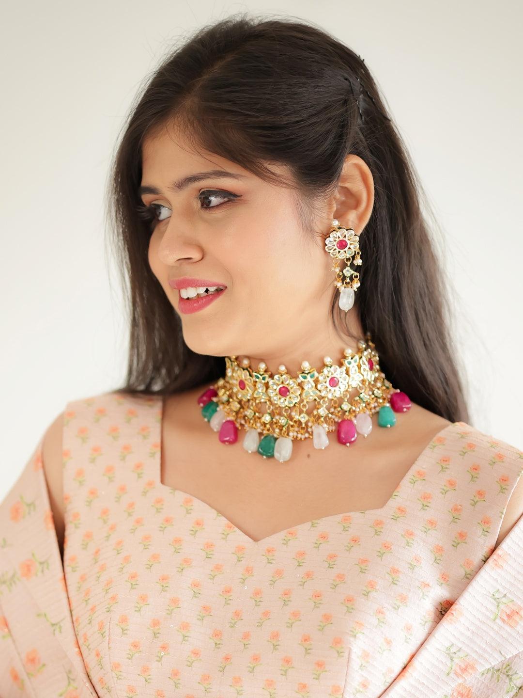 Ishhaara Flower Motif Choker Set