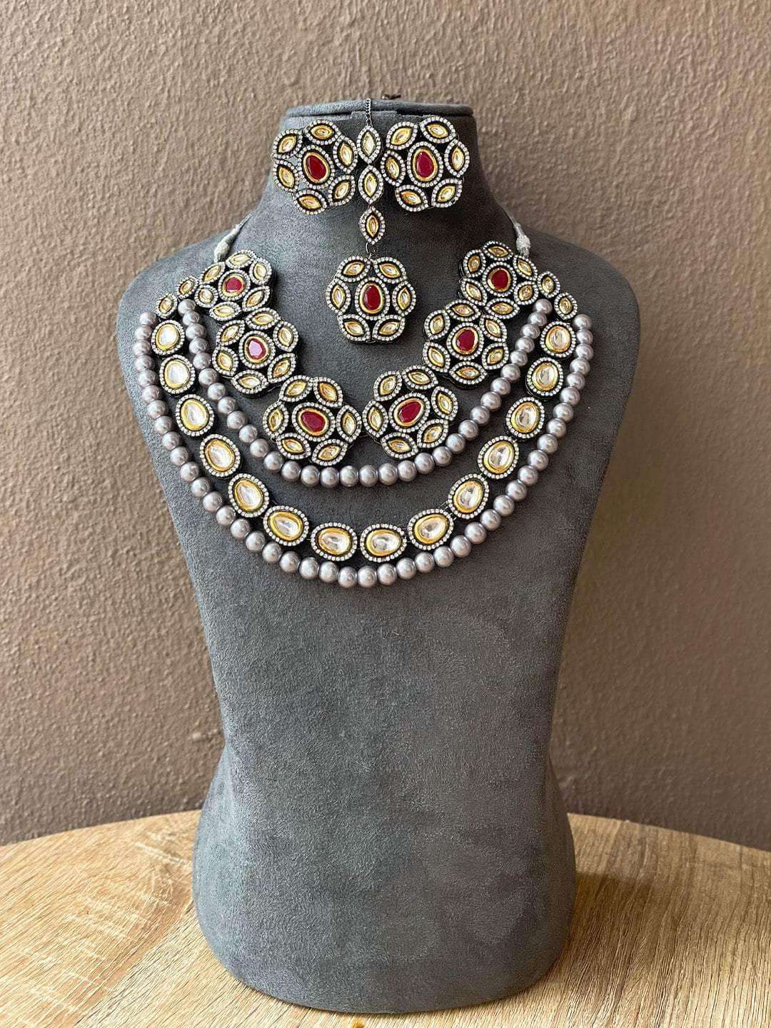 Ishhaara Flower Shaped Multilayered Kundan Necklace