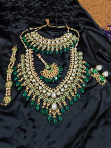 Ishhaara Full Bridal Emerald Jadau Set