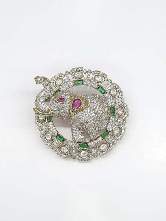Ishhaara Gajraj Ruby Zircon Brooch