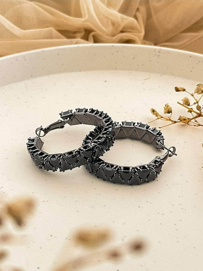 Ishhaara Galaxy Black Hoop Earrings