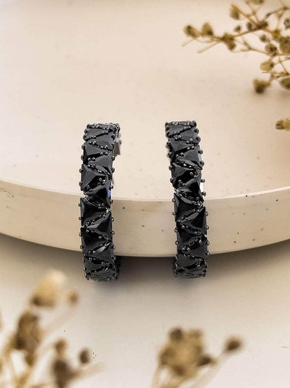 Ishhaara Galaxy Black Hoop Earrings