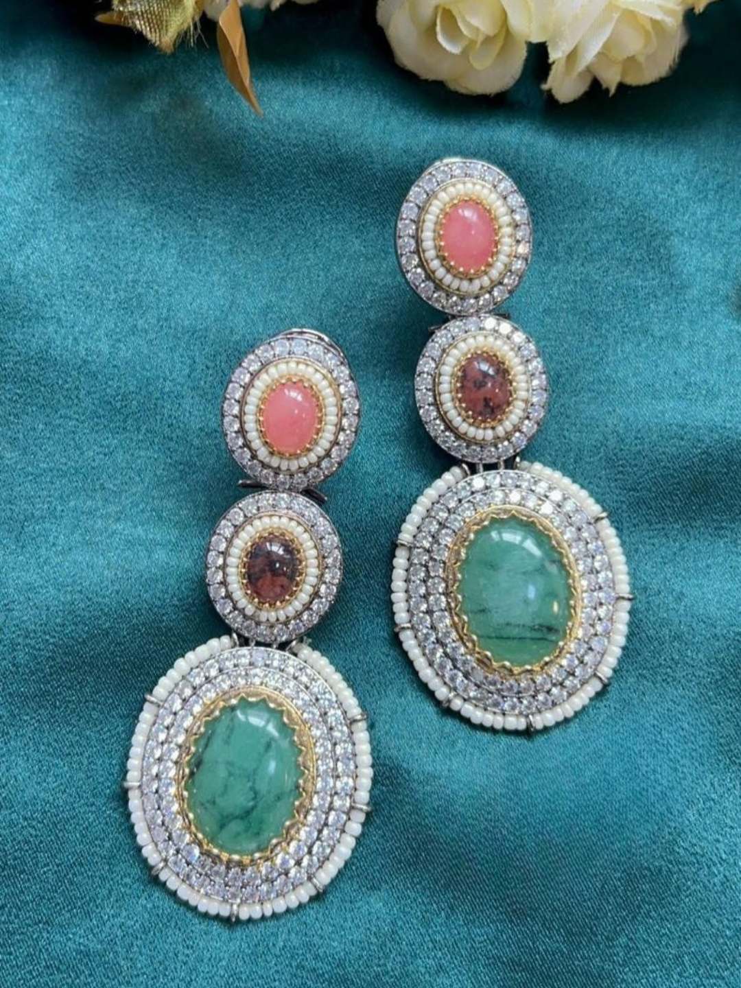 Ishhaara Gemstone Studded Dangler Earrings