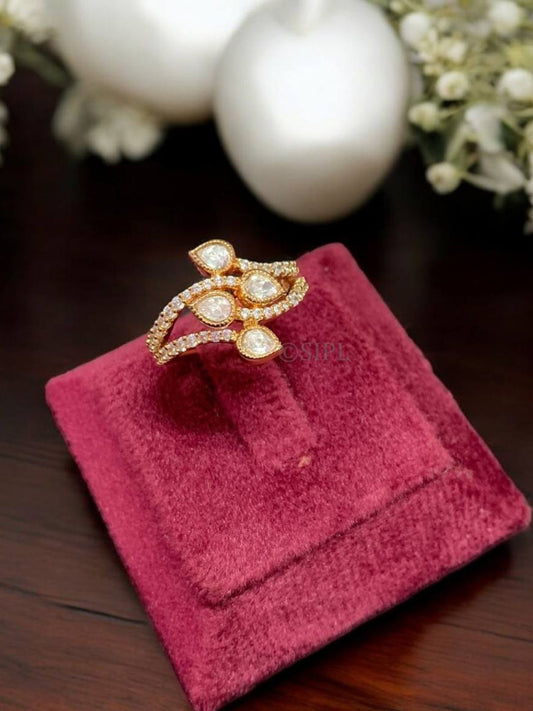 Ishhaara Geometric Adjustable Polki Ring