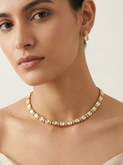 Ishhaara Geometric Cutwork Necklace Set