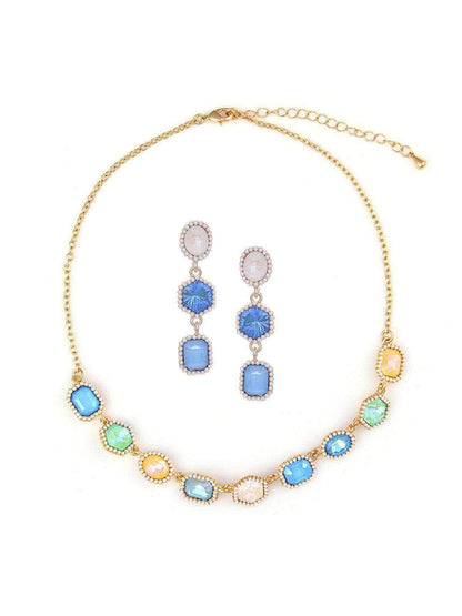 Ishhaara Geometric Drop Necklace Set Sea Side