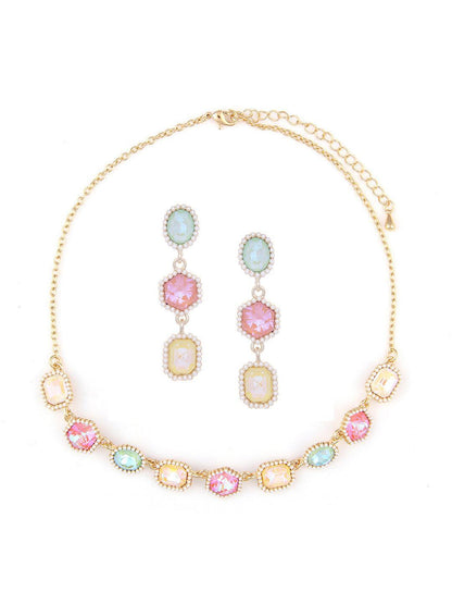Ishhaara Geometric Drop Necklace Set Sea Side