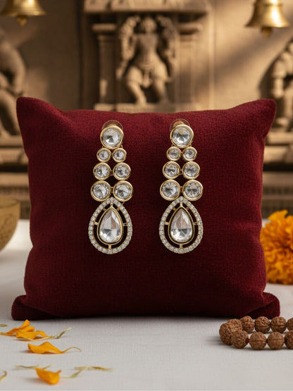 Ishhaara Geometric Kundan Polki Earrings