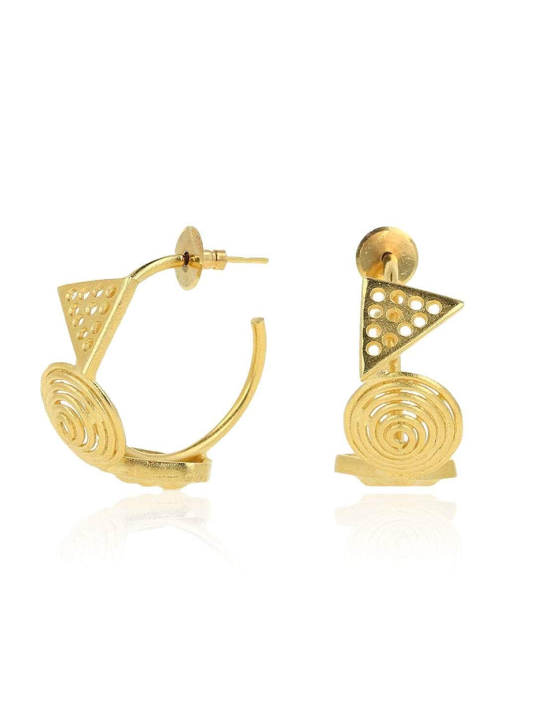 Ishhaara Geometric Textured Hoop Huggies