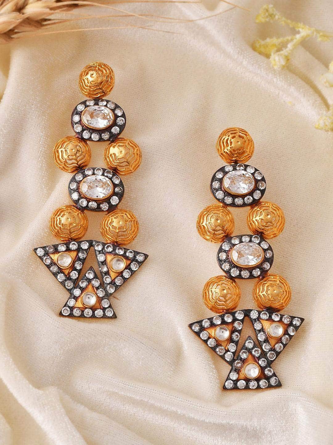 Ishhaara Geometric Two Toned Embellished Earring