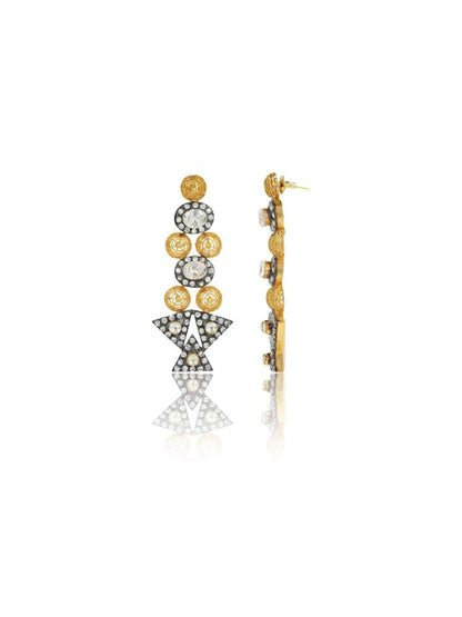 Ishhaara Geometric Two Toned Embellished Earring