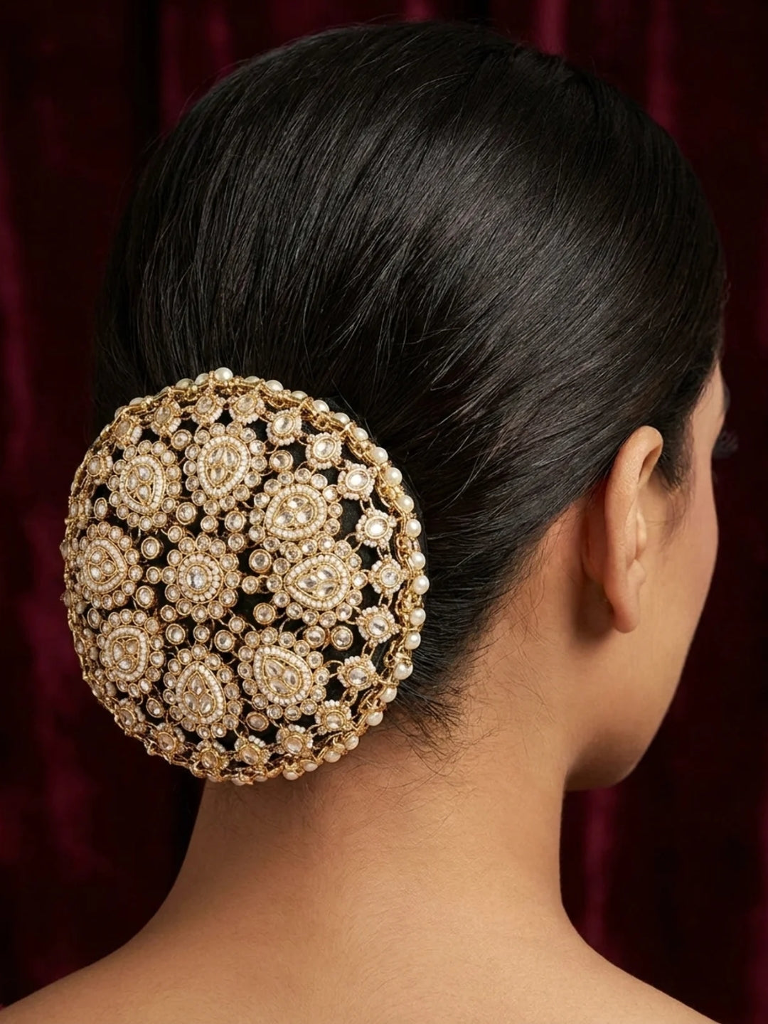 Ishhaara Glamorous Stone Leaf Hair Bun