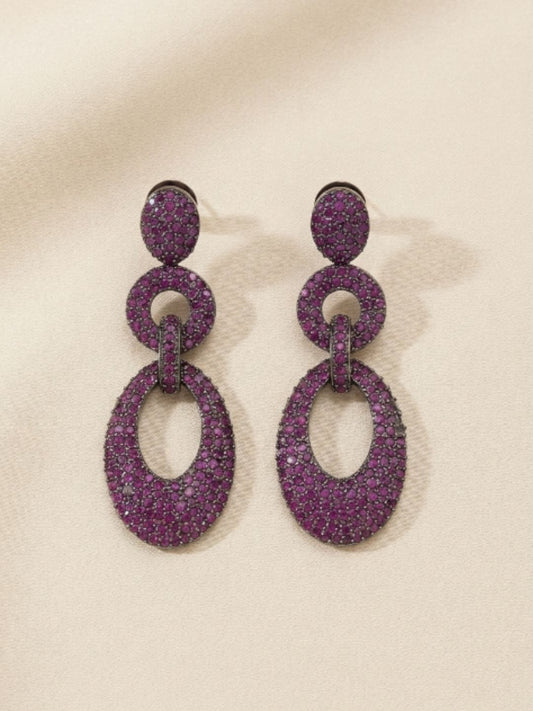 Ishhaara Glamour Rhinestone Oval Earrings