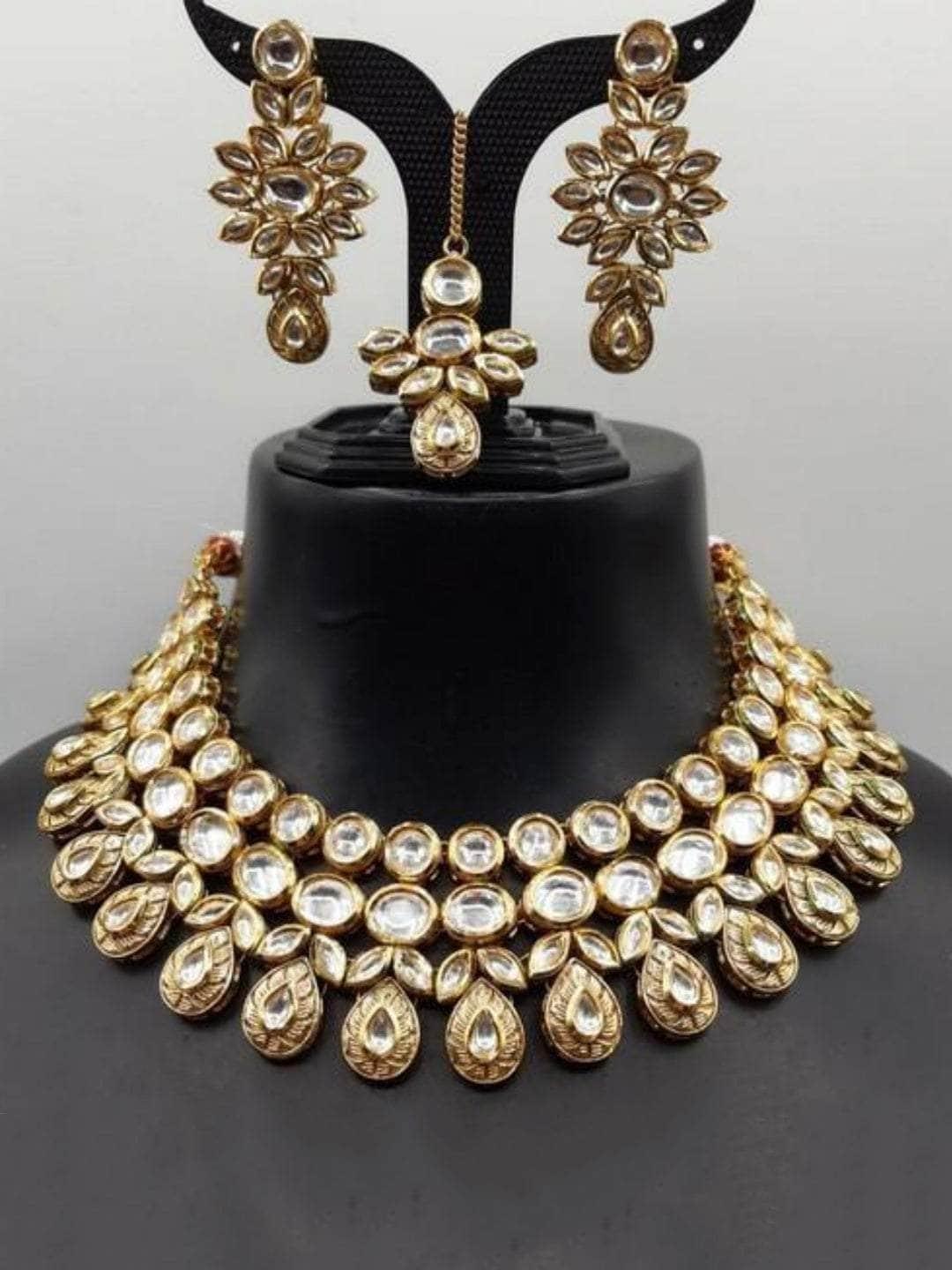 Ishhaara Gold Antique Drop Choker Set