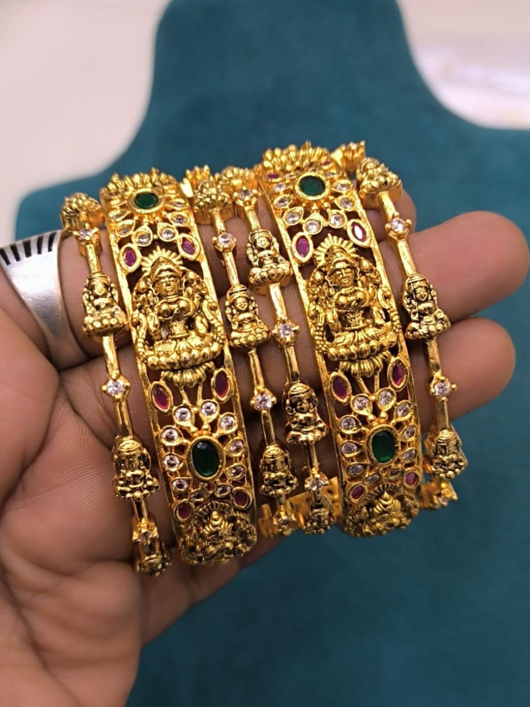 Ishhaara Gold Antique Finish Bangles Set Of 6