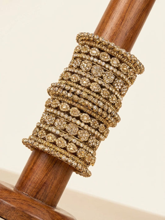 Ishhaara Gold Bangle Set With Kundan Pearl Kada