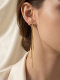 Ishhaara Gold Bar Long Tassel Earrings