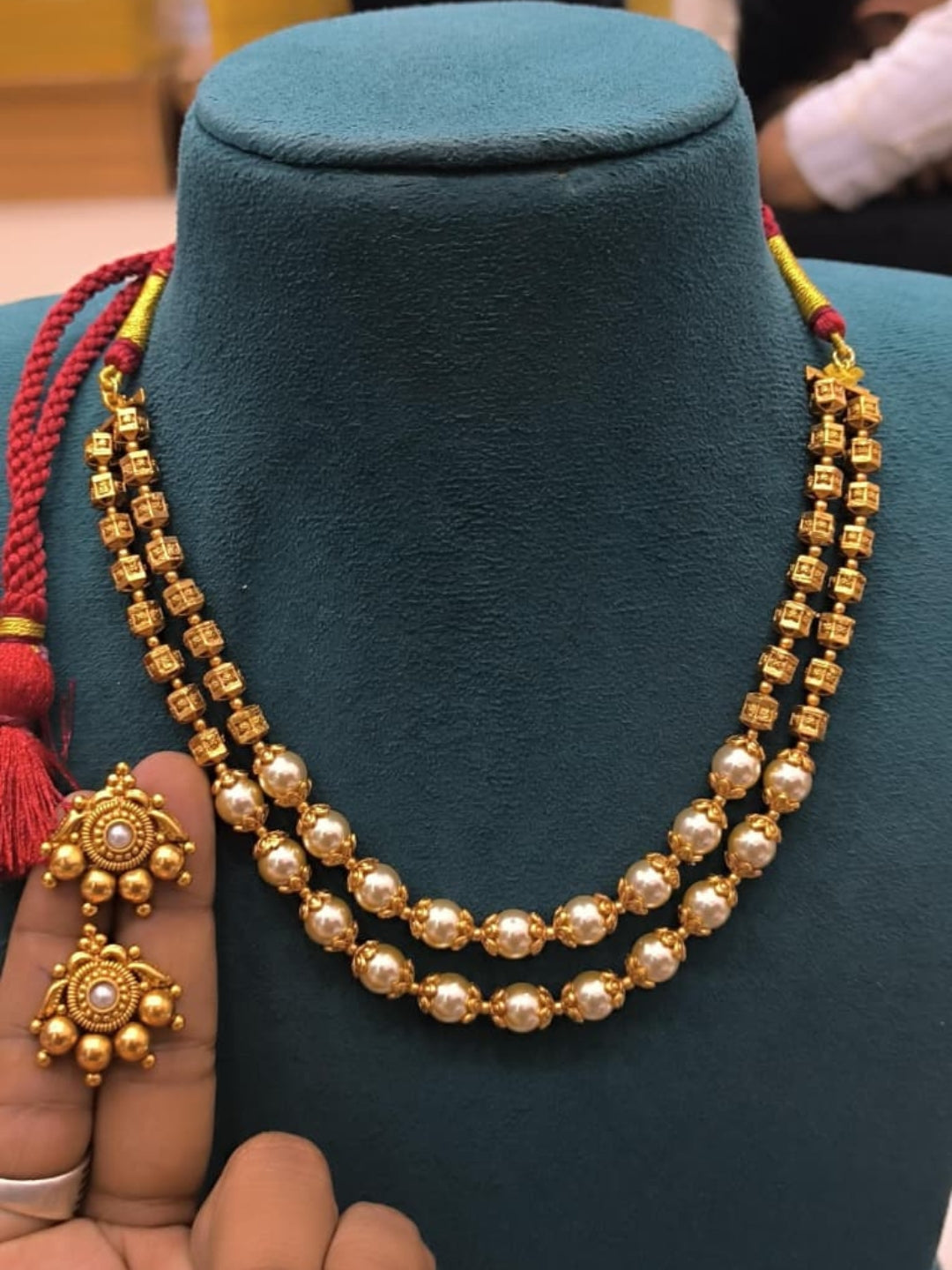 Ishhaara Gold Beaded Layered Necklace Set