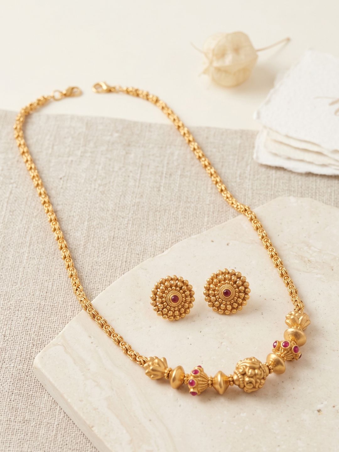 Ishhaara Gold Beaded Mala Set