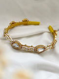 Ishhaara Gold Beads Crystal Drop Pattern Hairband