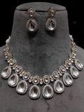 Ishhaara Gold Carved Stone Polki Drop Necklace Set