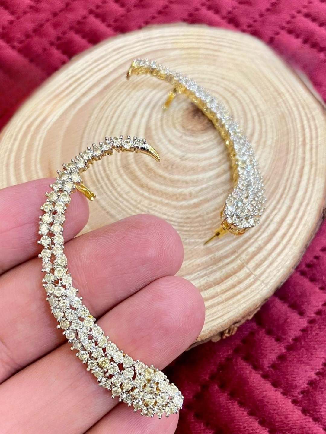 Ishhaara Gold Cubic Zirconia Ear Cuffs