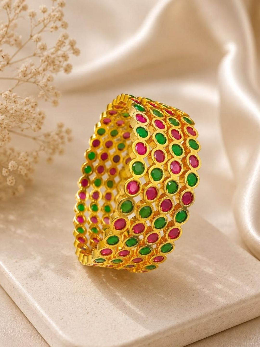 Ishhaara Gold-Plated Kundan Bangles — handcrafted Indian jewellery - view 4