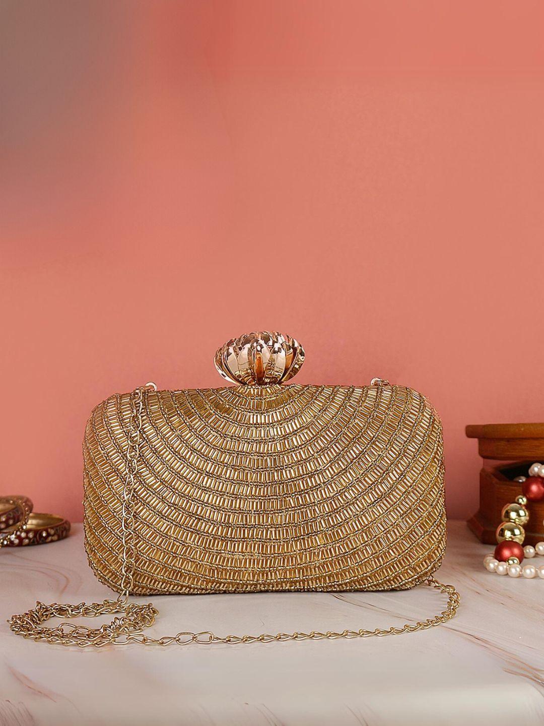 Ishhaara Gold Designer Cutdana Embroidery Clutch