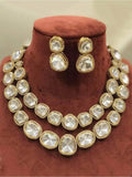 Ishhaara Gold Double Layered Polki AD Necklace Set