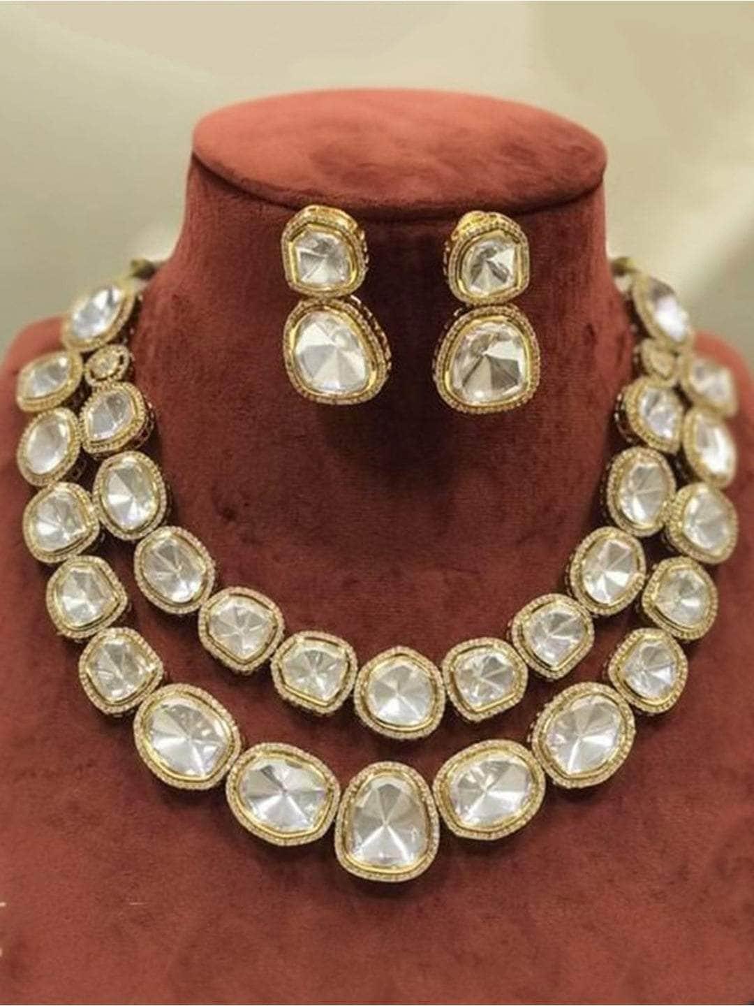 Ishhaara Double Layered Polki Ad Necklace Set