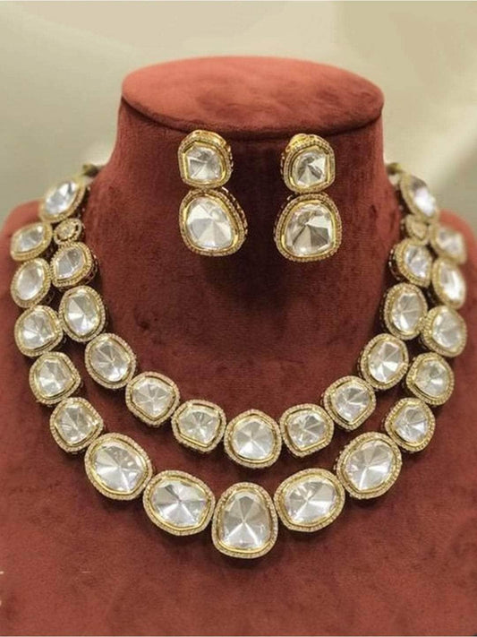 Ishhaara Double Layered Polki Ad Necklace Set
