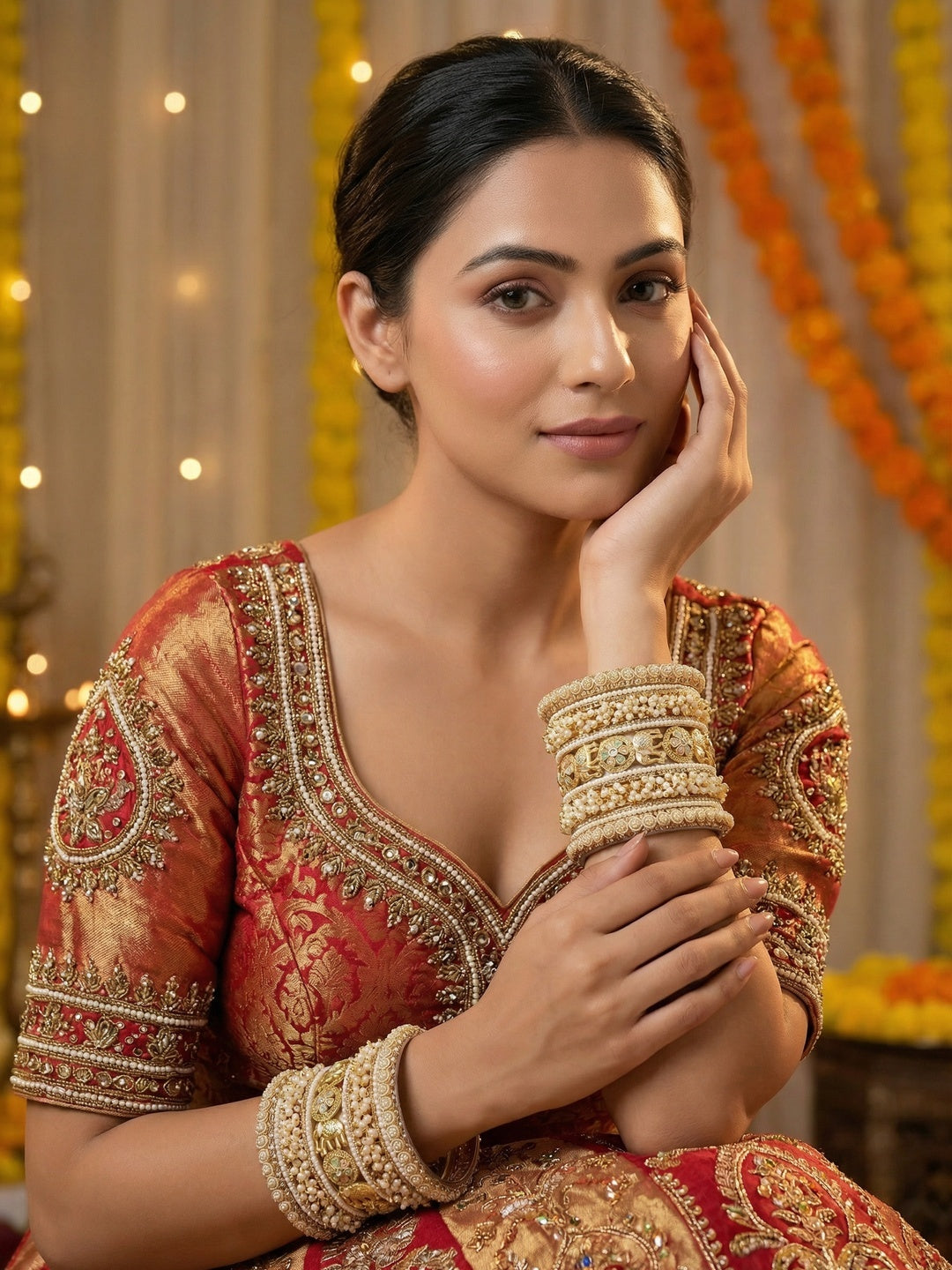 Ishhaara Gold Elephant Bangle Set - a stunning piece of jewelry featuring elephant motifs and intricate designs - view 5