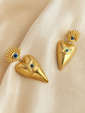 Ishhaara Gold Evil Eye Heart Earrings