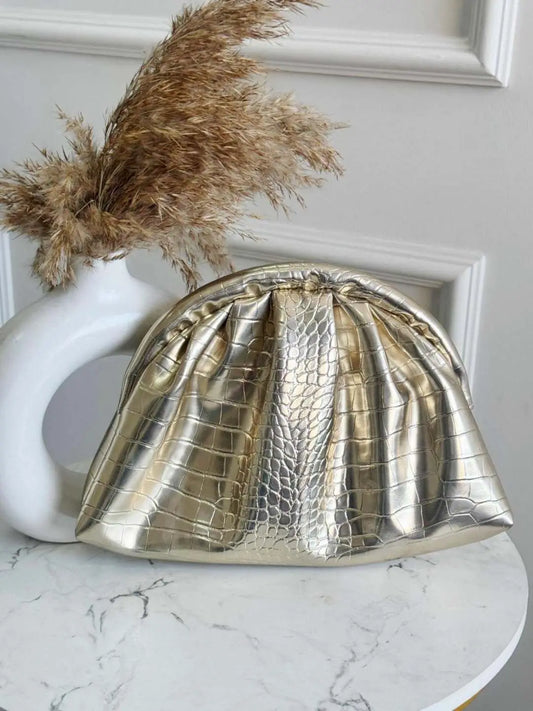 Ishhaara Gold Faux Leather Cloud Bag