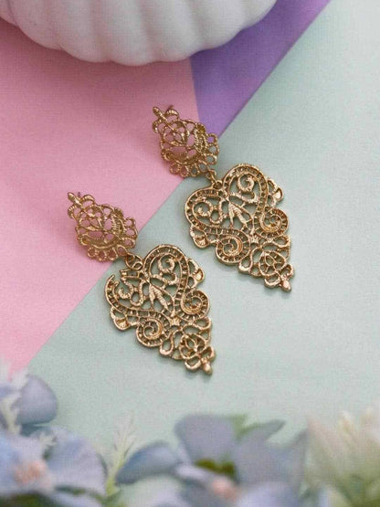 Ishhaara Gold Filigree Chandelier Earrings