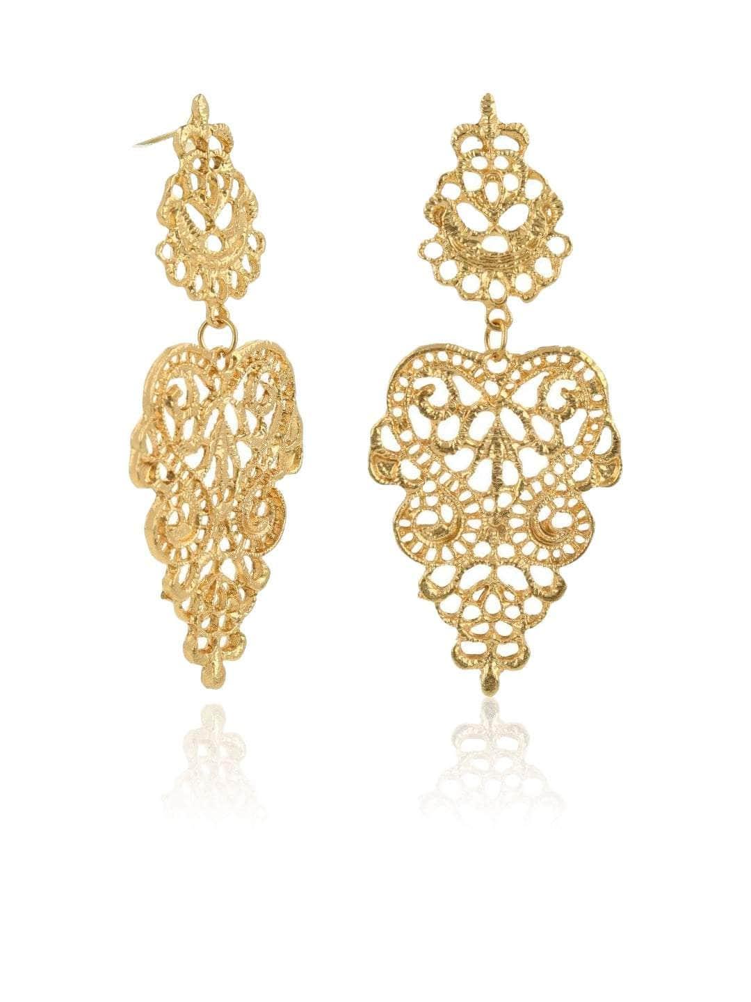 Ishhaara Gold Filigree Chandelier Earrings