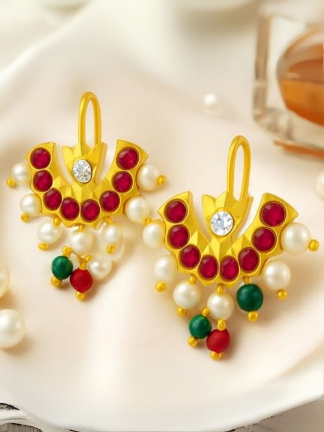 Ishhaara Gold Finish Half Moon Chand Bugadi Earrings