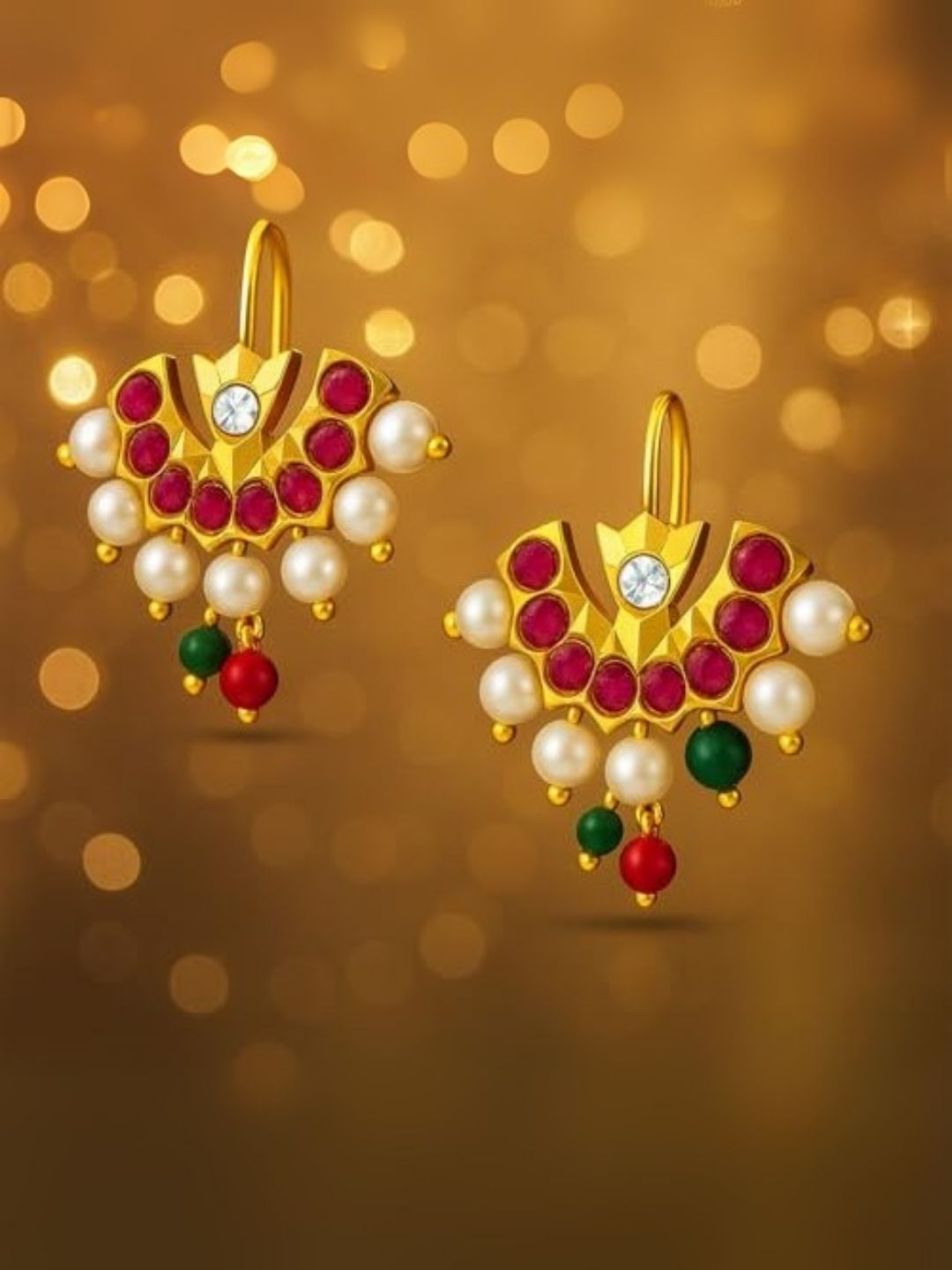 Ishhaara Gold Finish Half Moon Chand Bugadi Earrings