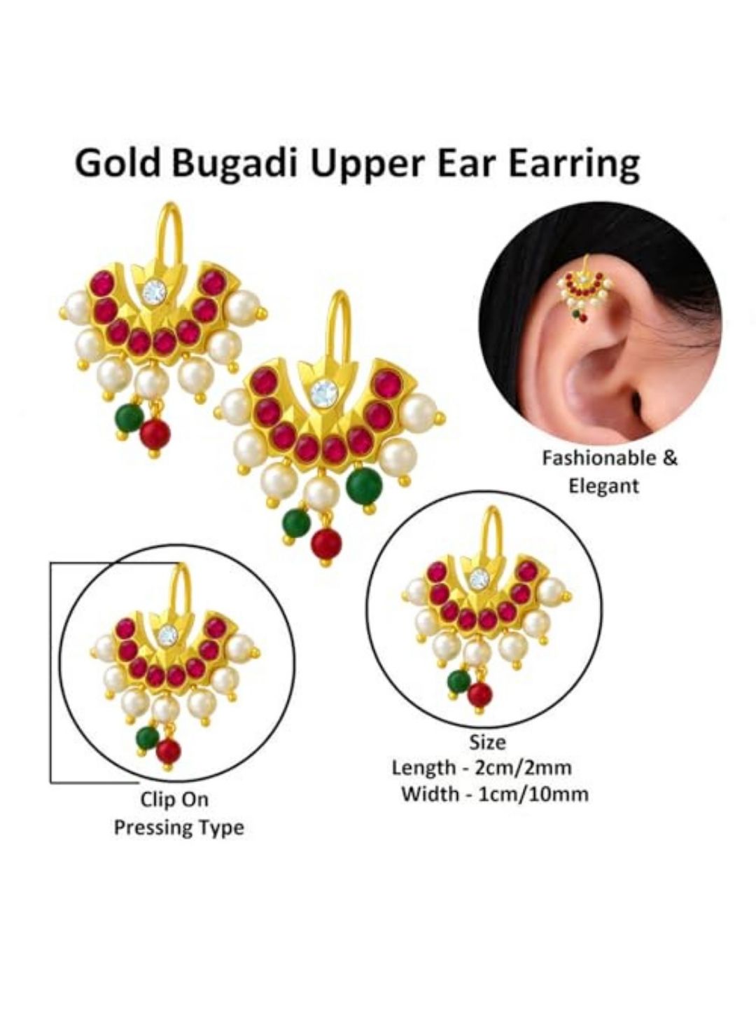 Ishhaara Gold Finish Half Moon Chand Bugadi Earrings