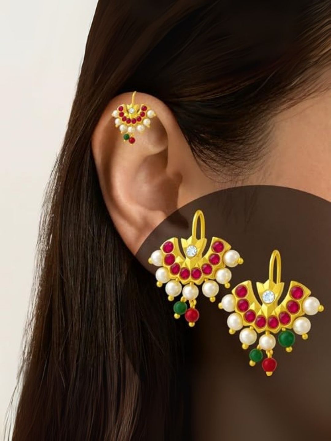 Ishhaara Gold Finish Half Moon Chand Bugadi Earrings
