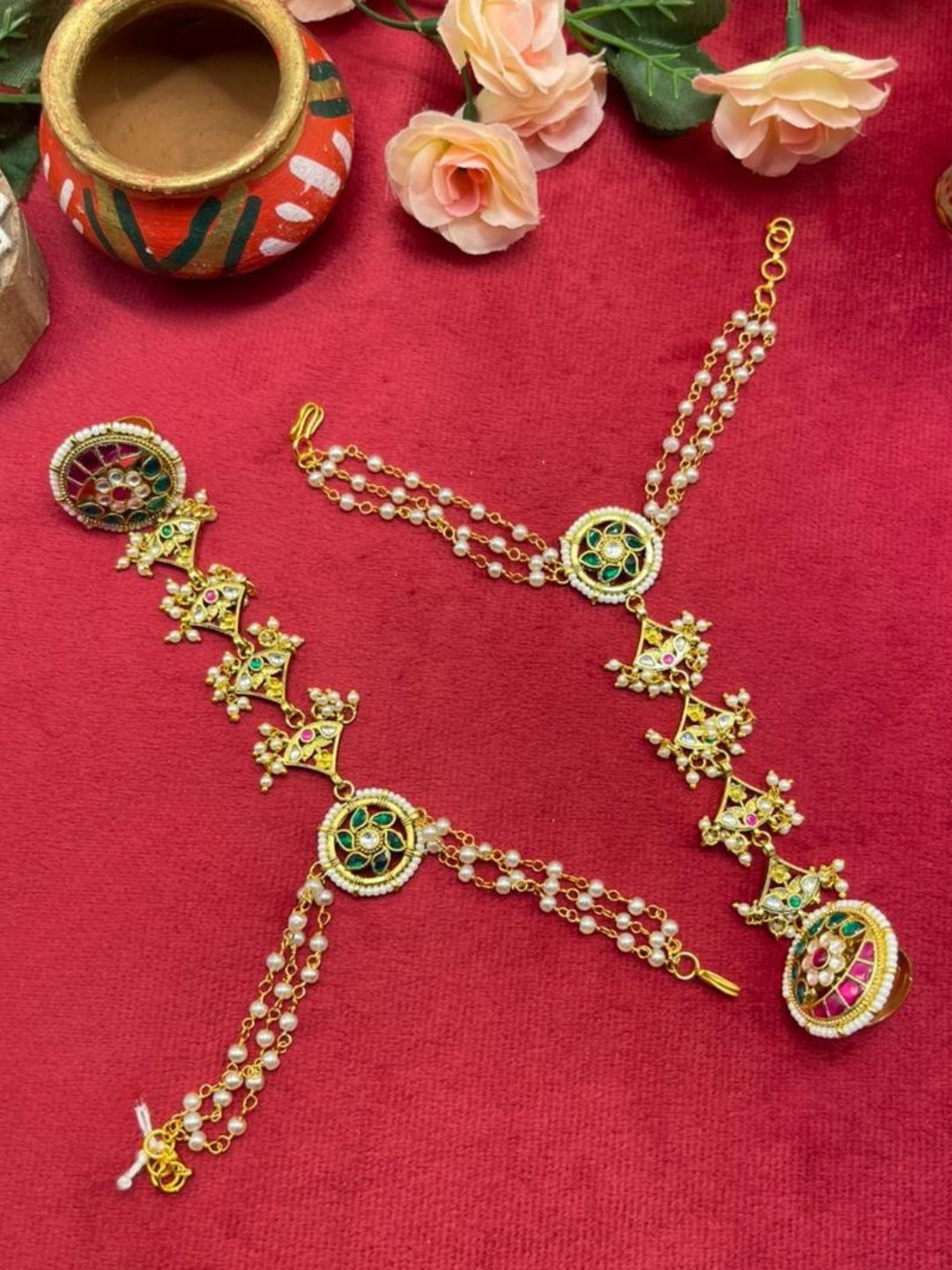 Ishhaara Gold Finish Kundan Haath Phool