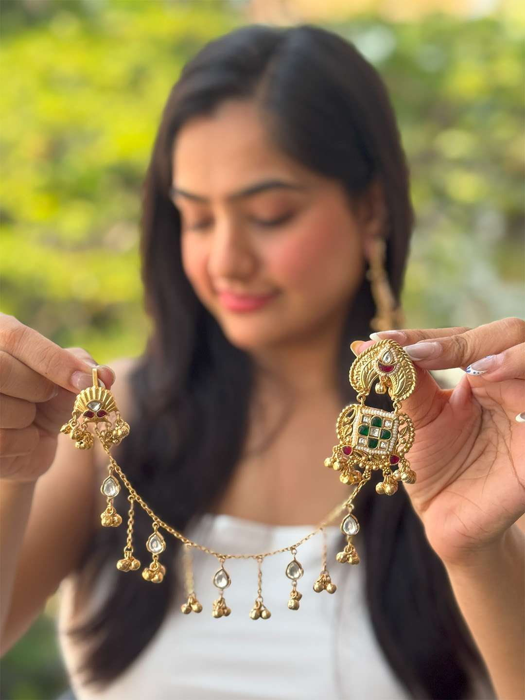 Ishhaara Gold Finish Kundan Polki And Pearl Dangler Earrings