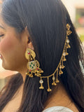 Ishhaara Gold Finish Kundan Polki And Pearl Dangler Earrings