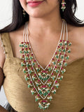 Ishhaara Gold Finish Kundan Polki And Shell Pearl Long Necklace