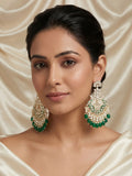 Ishhaara Gold Finish Mint Green Stone Chandbali Earrings