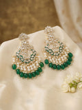 Ishhaara Gold Finish Mint Green Stone Chandbali Earrings