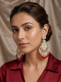 Ishhaara Gold Finish Mint Green Stone Chandbali Earrings