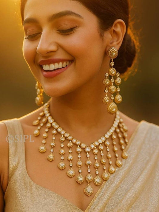 Ishhaara Gold Finish Moissanite Polki Choker