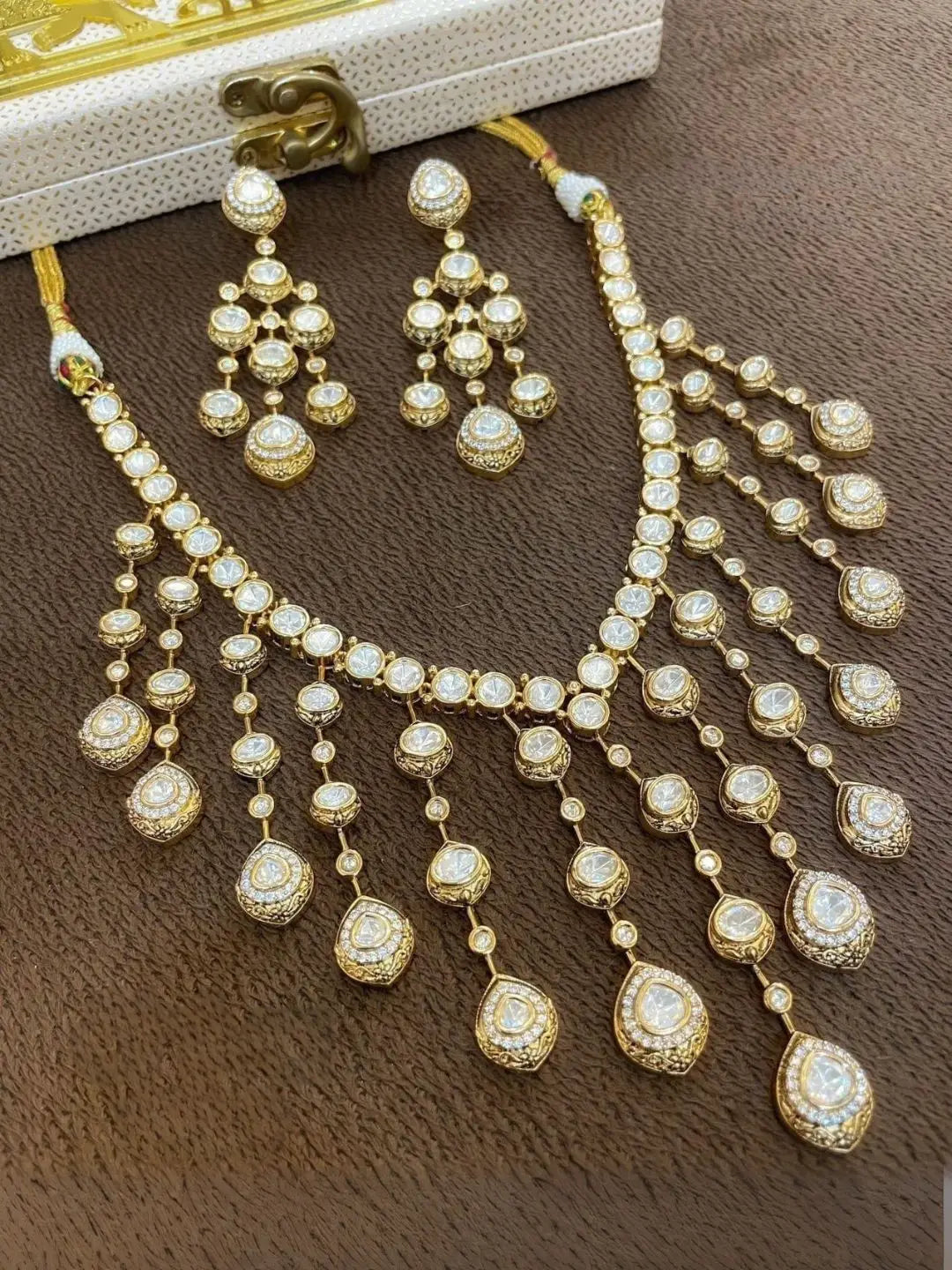 Ishhaara Gold Finish Moissanite Polki Choker